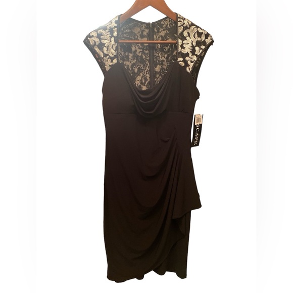 NWT Xscape by Joanna Chen Black Sequined Cocktail Dress Size 10 - Picture 2 of 8